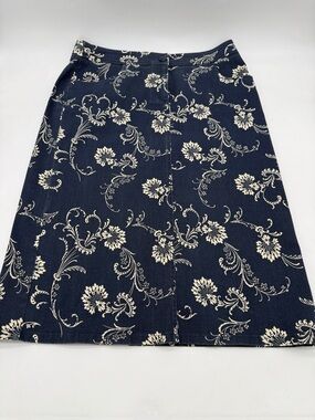Pendleton Women's Blue Floral Back Slit Midi Skirt Size 6